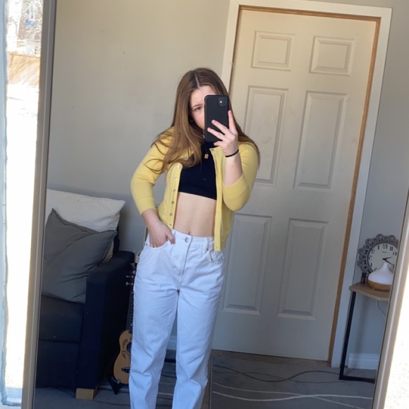 Yellow cropped cardigan - Picture 2 of 11